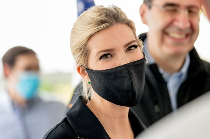 Ivanka Trump smiles in a face mask