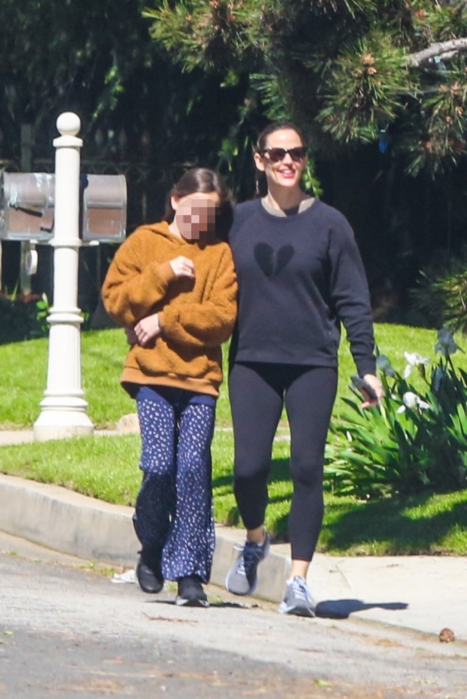 Jennifer Garner and daughter Seraphina go for a walk in Brentwood