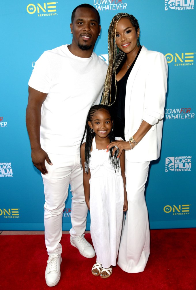 LeToya Luckett with her husband and his daughter at the ‘Down for Whatever’ screening in Miami