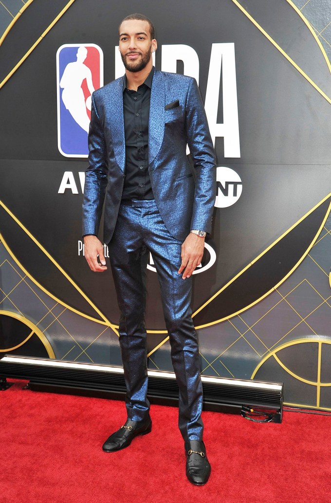 Rudy Gobert in a blue & black suit at the 2019 NBA Awards