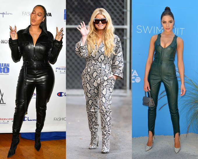 Celebs In Leather Jumpsuits