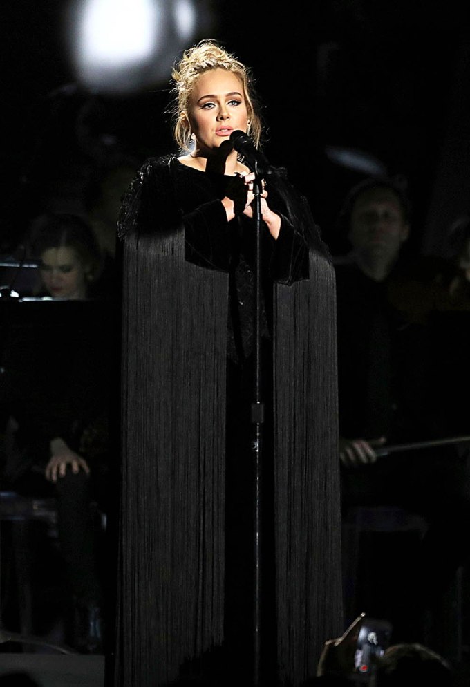 Adele At The 59th Annual Grammy Awards