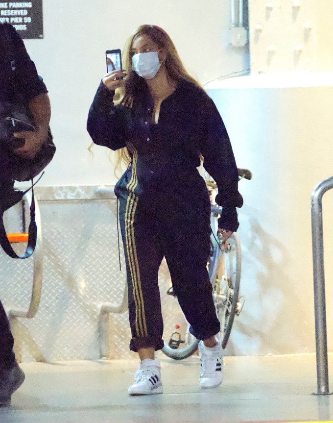 Beyonce Rocks a Black & Yellow Adidas Jumpsuit in New York City