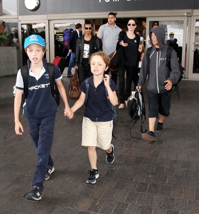 Angelina Arrives at LAX With Her Kids