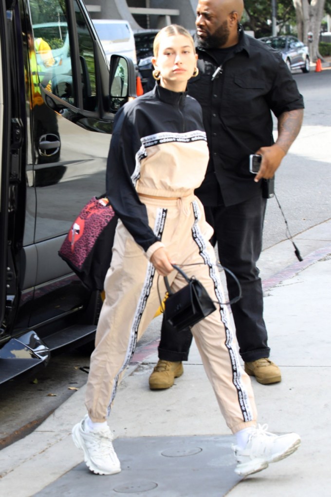Hailey Baldwin turns heads in a matching Adidas tracksuit