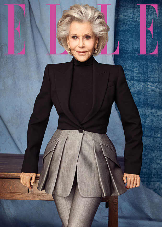 Jane Fonda Rocks Silver Black Suit