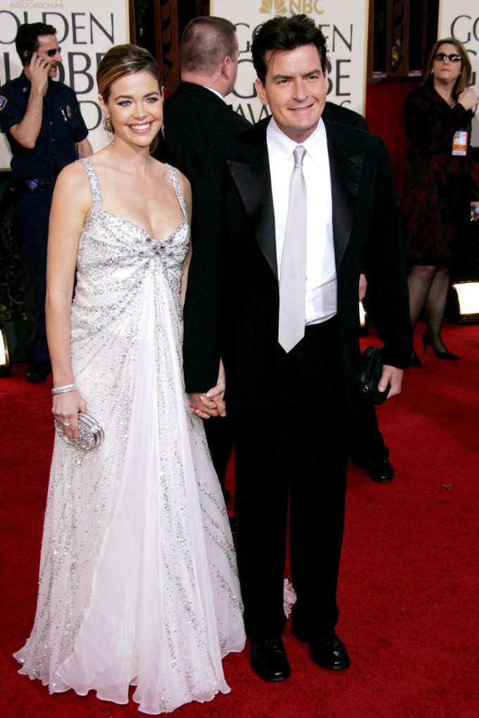 Denise Richards and Charlie Sheen at the Golden Globes in 2005