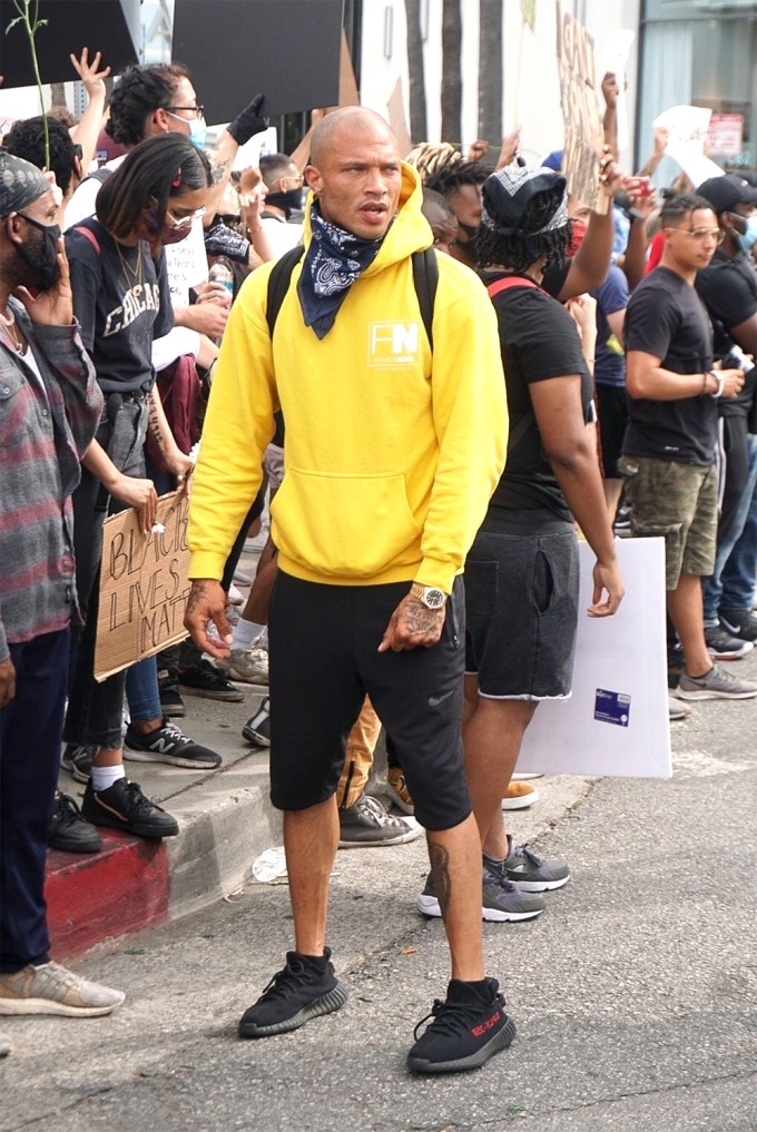 Jeremy Meeks is spotted protesting