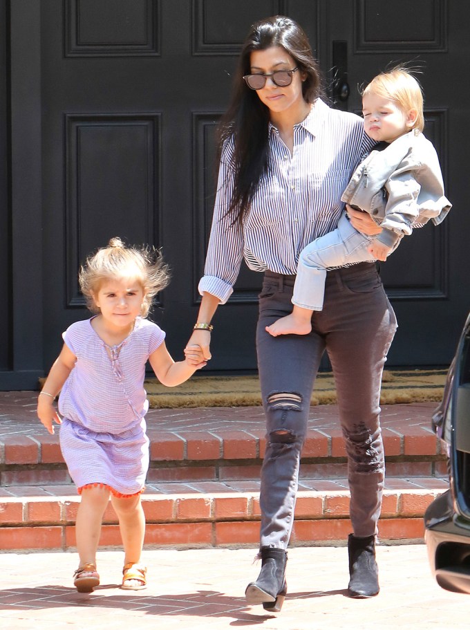Kourtney Kardashian with Reign and Penelope Disick in 2016