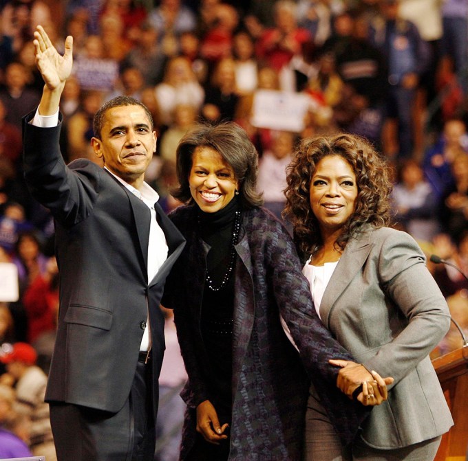 Oprah & The Obamas At A 2008 Campaign Rally