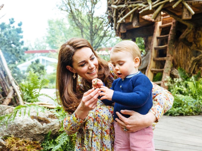 Prince Louis bonds with the Duchess of Cambridge at the RHS Chelsea Flower Show garden