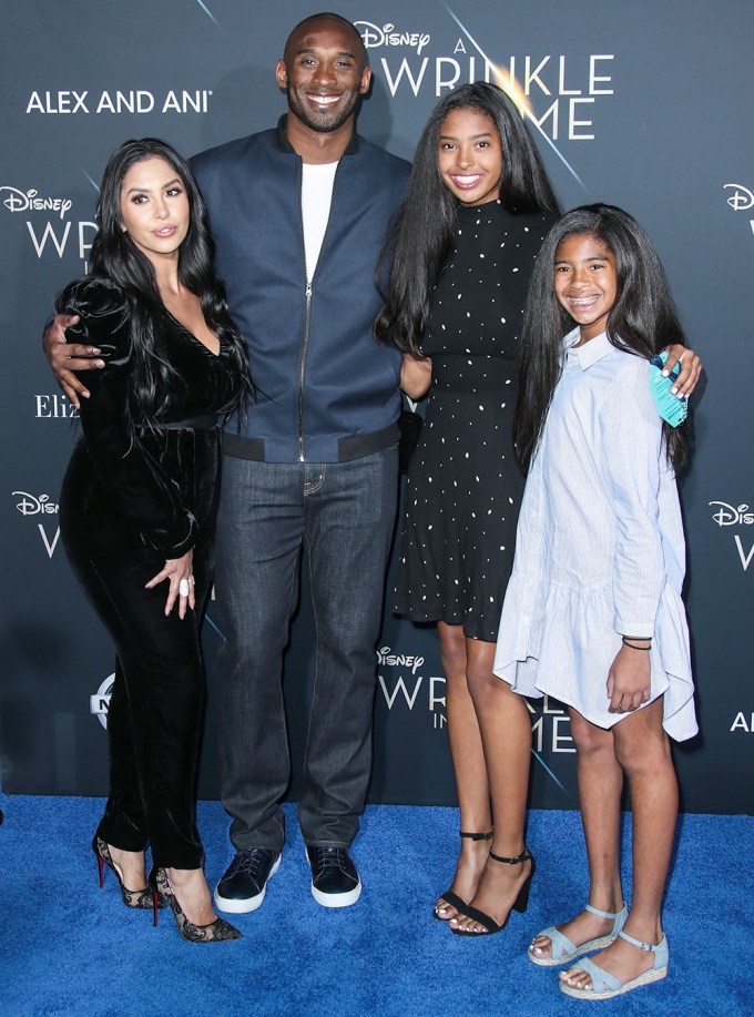 Vanessa and Kobe Bryant with their daughters at the ‘A Wrinkle in Time’ film premiere
