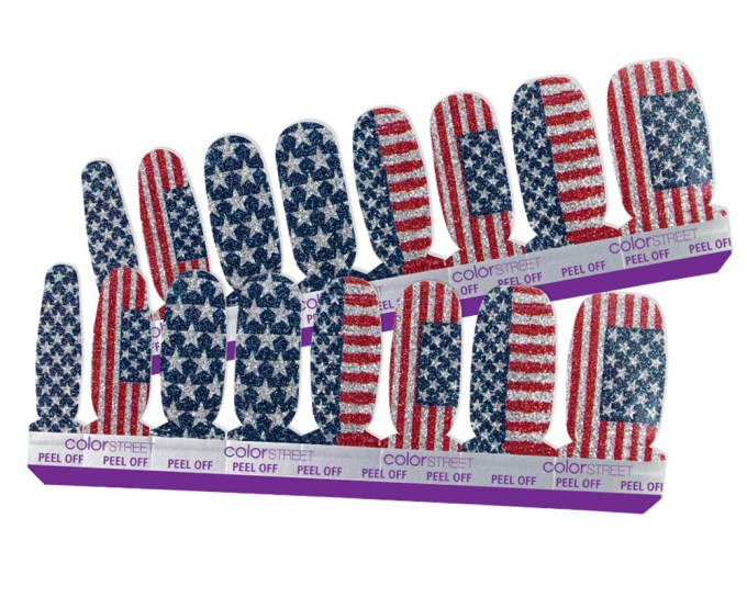 Color Street Nail Polish Strips – Flagtime Gal, $13, colorstreet.com