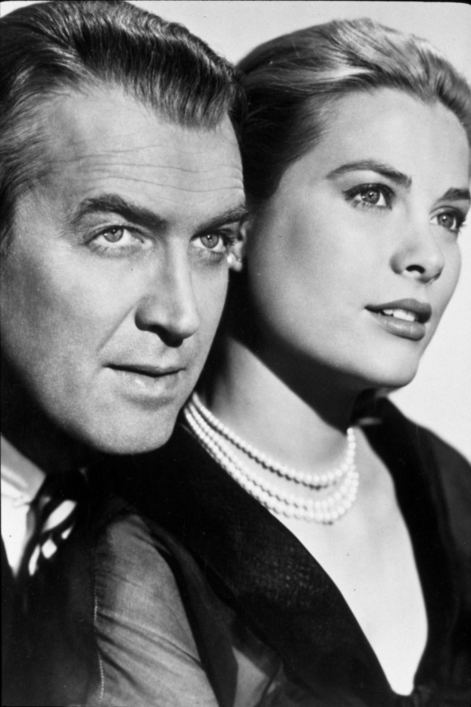 Grace Kelly and James Stewart posing