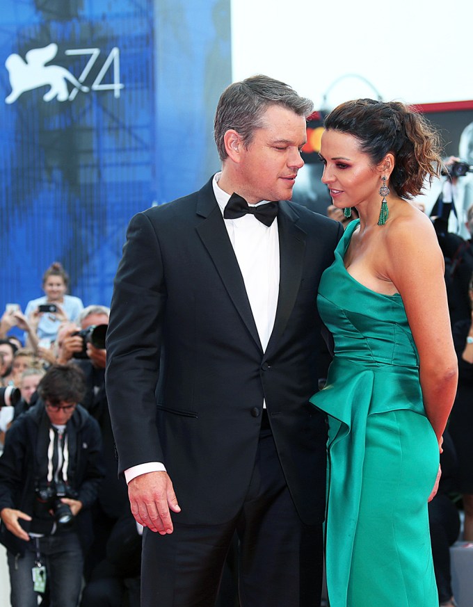 Actor Matt Damon and his wife Luciana all glammed up
