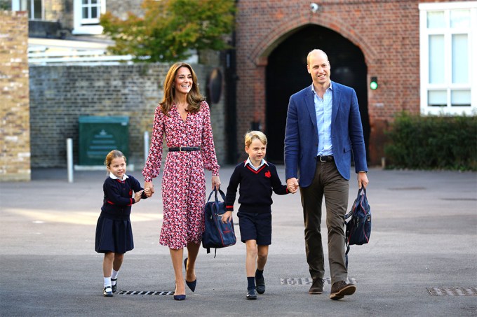 Prince William & Kate Middleton Take Their Kids To School