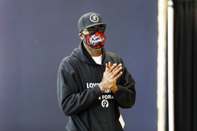 Stephen Jackson with a face mask