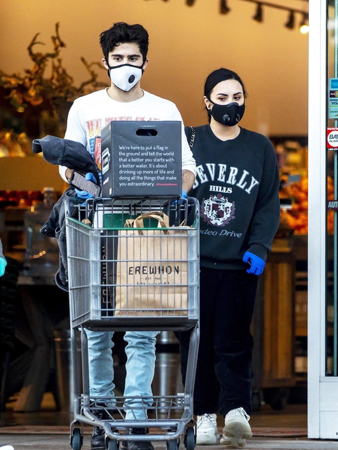 Demi Lovato & Max Ehrich Go Grocery Shopping