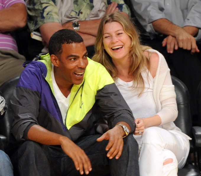 Ellen Pompeo & Husband Chris Ivery At A 2009 NBA Game