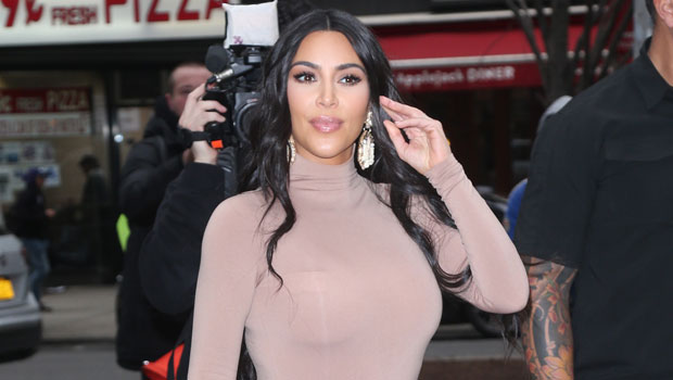 Kim Kardashian showed off her figure in a SKIMS outfit