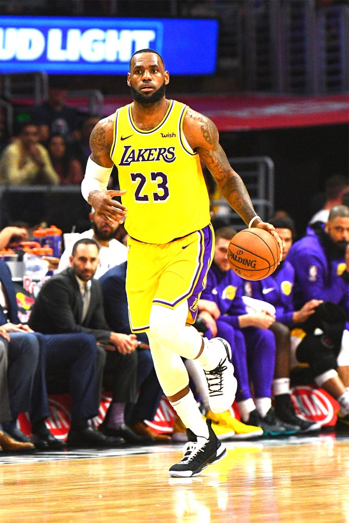 LeBron James In Purple And Yellow