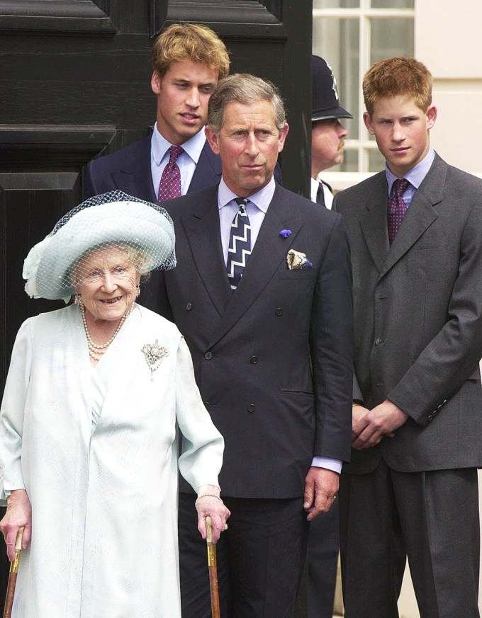 Princes Harry And William With Their Father And Great Grandmother