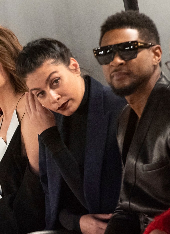 Usher & Jenn Goicoechea at the Balmain Show During Paris Fashion Week