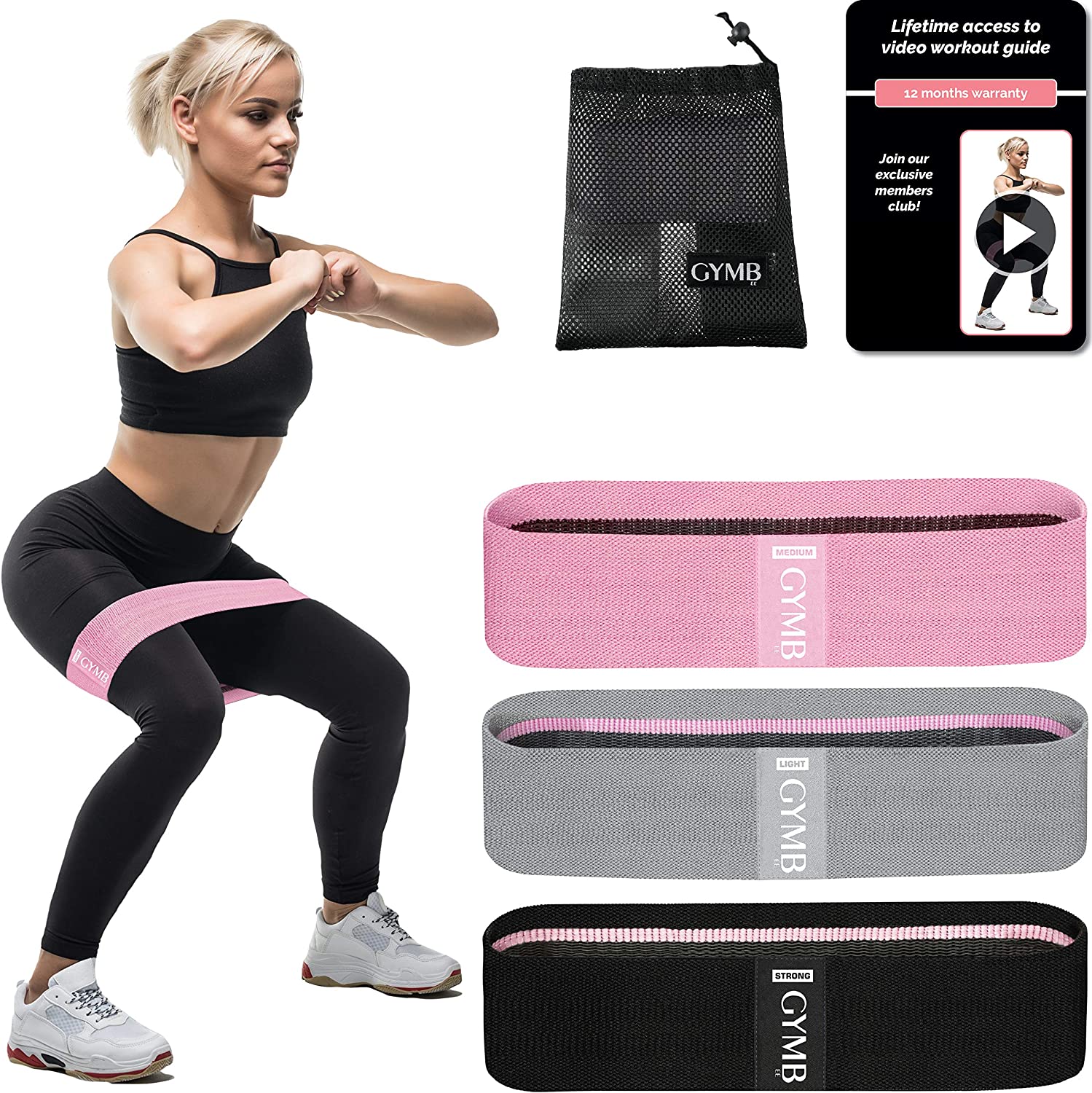 Non Slip Exercise Bands for Women Men Resistance Bands for Legs and Butt Elastic Squat Bands with 1 Carrying Bag Kaptron Booty Bands Fitness Bands Workout Bands Set of 3 Resistance Loop Bands 