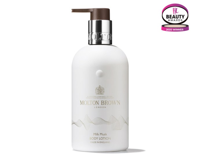 BEST LUXURY BODY LOTION – Molton Brown Milk Musk Body Lotion, $42, moltonbrown.com