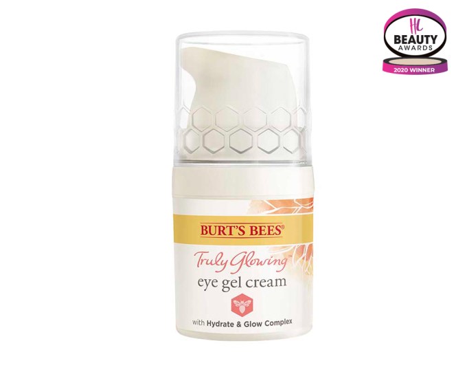 BEST EYE CREAM – Burt’s Bees Truly Glowing Eye Gel Cream, $14.99, burtsbees.com