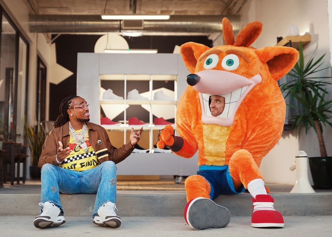 Rapper Quavo With Crash Bandicoot During a Shoot for the new Game