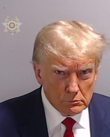 Editorial use only. HANDOUT /NO SALESMandatory Credit: Photo by FULTON COUNTY SHERIFF'S OFFICE/HANDOUT/EPA-EFE/Shutterstock (14067527c)A handout photo made available by the Fulton County Sheriff's Office on 24 August 2023 shows the Fulton County Jail booking photo of former US President Donald Trump in Atlanta, Georgia, USA. Former US President Donald Trump and 18 co-defendants, have been indicted by a Fulton County Grand Jury for 2020 election interference in Georgia.Former US President Donald Trump and 18 others indicted for 2020 election interference., Atlanta, USA - 24 Aug 2023