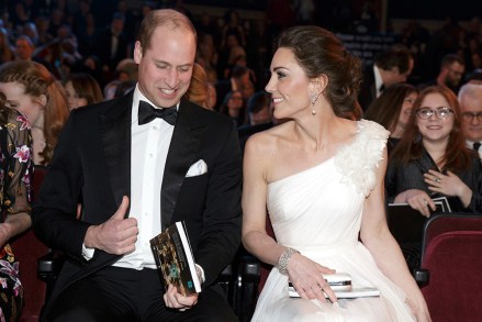 Príncipe William e Duquesa Catherine de Cambridge chegam para os 2019 BAFTA Awards no Royal Albert Hall 72nd British Academy Film Awards, Cerimônia, Royal Albert Hall, Londres, Reino Unido - 10 de fevereiro de 2019
