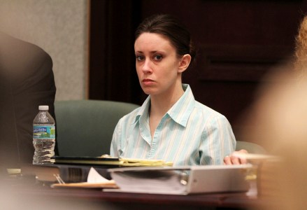 FILE - In this May 26, 2011, file photo, Casey Anthony appears in court during her trial at the Orange County Courthouse in Orlando, Fla.  The Florida woman who was dubbed by cable TV show hosts as 