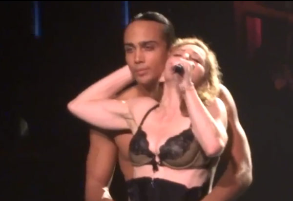 Madonna stripped down to a lace bra and bared her butt in a thong on stage ...