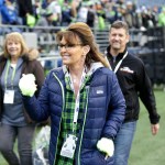 Sarah Palin, political commentator and former governor of Alaska, walks on the sideline before an NFL football game between the Seattle Seahawks and the Los Angeles Rams, in Seattle
Los Angeles Rams v Seattle Seahawks, NFL football game, Seattle, USA - 15 Dec 2016
