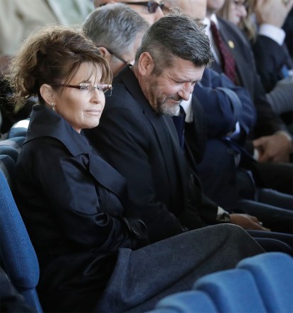 Former Alaska Gov. Sarah Palin listens to a sermon during a funeral service at the Billy Graham Library for the Rev. Billy Graham, who died last week at age 99, in Charlotte, N.C
Billy Graham, Charlotte, USA - 02 Mar 2018