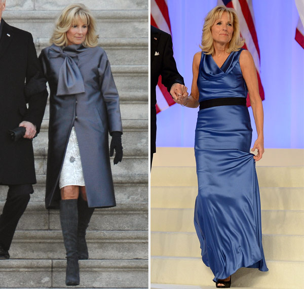 Jill Biden Inauguration Dress 2013 — Her Bow Coat And Blue Gown At