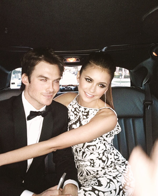 Ian Somerhalder Nina Dobrev Oscars Party Cuddle Time For Vampire Diaries Stars Hollywood Life