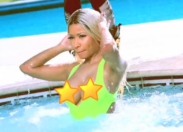 Nicki Minaj Has Double Nip Slip Swimsuit Malfunction - Video.