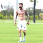 **MANDATORY BYLINE: SPLASH / MEGA** No Game? No Problem! David Beckham Goes Shirtless For A Kickaround After MLS Team‚Äôs First Home Match Gets Canceled Amid Coronavirus Crisis