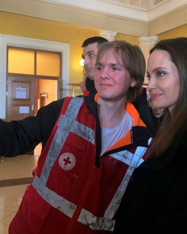 Angelina Jolie, Hollywood movie star and UNHCR goodwill ambassador, poses for photo with her fans in Lviv, Ukraine, . Ms Jolie was in Ukraine to meet the children affected by the war and visited hospitals and NGOs helping the injured and displaced
Russia War, Lviv, Ukraine - 30 Apr 2022
