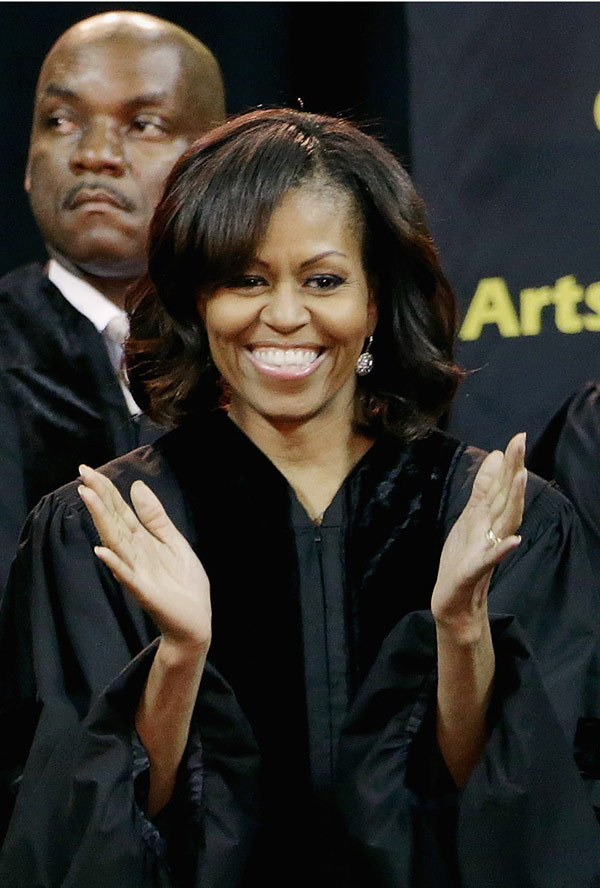 Michelle Obama Bangs — FLOTUS' Side Swept Hairstyle Is 