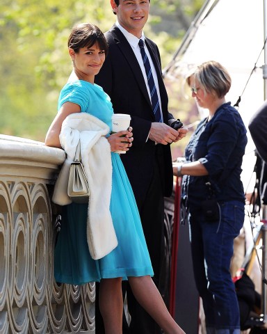 Lea Michele and Cory Monteith 'Glee' TV programme on set filming, New York, America - 26 Apr 2011