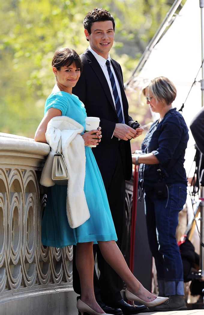 Lea Michele and Cory Montieth Filming ‘Glee’ in 2011