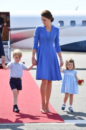 Catherine Duchess of Cambridge, Prince George, Princess Charlotte arriving in Berlin, GermanyPrince William and Catherine Duchess of Cambridge visit to Germany - 19 Jul 2017