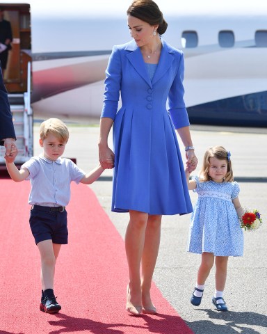 Catherine Duchess of Cambridge, Prince George, Princess Charlotte arriving in Berlin, GermanyPrince William and Catherine Duchess of Cambridge visit to Germany - 19 Jul 2017