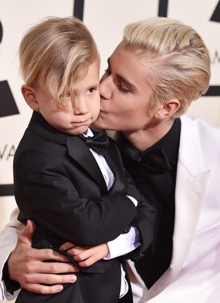 Jaxon Bieber, left, and Justin Bieber arrivesat the 58th annual Grammy Awards at the Staples Center, in Los Angeles
The 58th Annual Grammy Awards - Arrivals, Los Angeles, USA