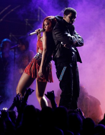 Rihanna, left, and Drake perform at the 53rd annual Grammy Awards on Sunday, Feb. 13, 2011, in Los Angeles. (AP Photo/Matt Sayles)