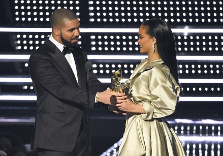 Drake, left, presents the Michael Jackson Video Vanguard Award to Rihanna at the MTV Video Music Awards at Madison Square Garden in New York. Rihanna thanked Drake on Instagram, for his presentation, calling the rapper's speech "touchingPeople Rihanna, New York, USA - 2 Sep 2016